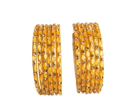 Glass Bangles Set of 12 - Yellow - 2.6 Fashion