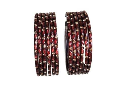 Glass Bangles Set of 12 - Dark Red - 2.8 For Discount