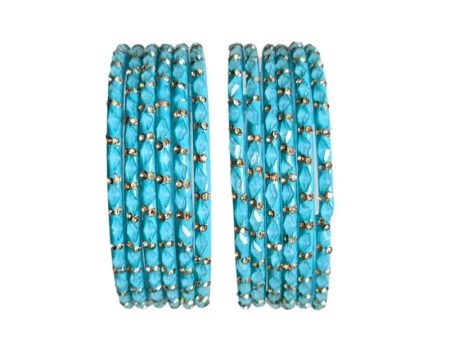 Glass Bangles Set of 12 - Aqua Blue - 2.8 Sale