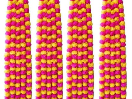 Artificial Marigold Garland 1 Pc - Yellow and Light Pink Supply