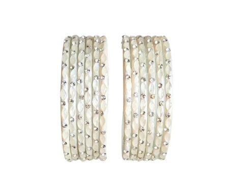 Glass Bangles Set of 12 - White - 2.8 Online