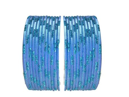 Jesika- B Metal Bangles Size 2.10 - Set of 24 - Sky Blue Fashion