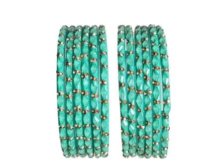 Glass Bangles Set of 12 - Aqua Green - 2.6 Online now