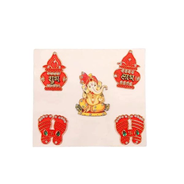 Shubh Labh Sticker with Ganpati and Laxmi Charan For Sale