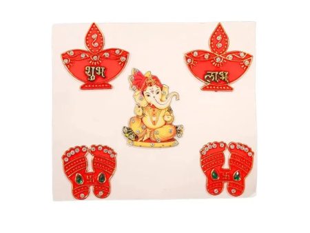 Shubh Labh Sticker with Ganpati and Laxmi Charan For Sale