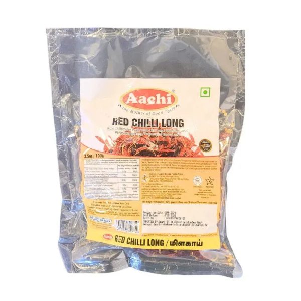 Aachi Chilli Long With Stem - 100g For Sale