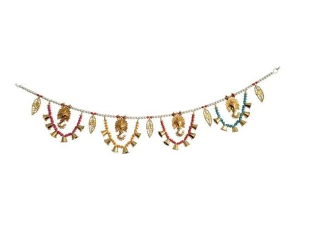 Multi Colour Pearl Toran With Ganpati and Bells Cheap