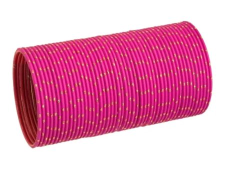 Agni-A Metal Bangles Size 2.10 - Set of 24 - Dark Pink Online now