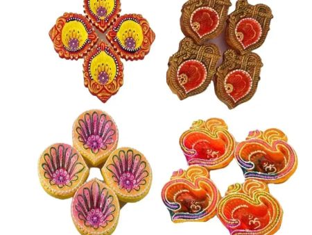 Premium Fancy Diya (Pack of 4)Number 5- Designs may vary. For Discount