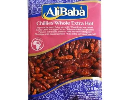 Ali Baba Chilli Whole Red Extra Hot - 50g Online now